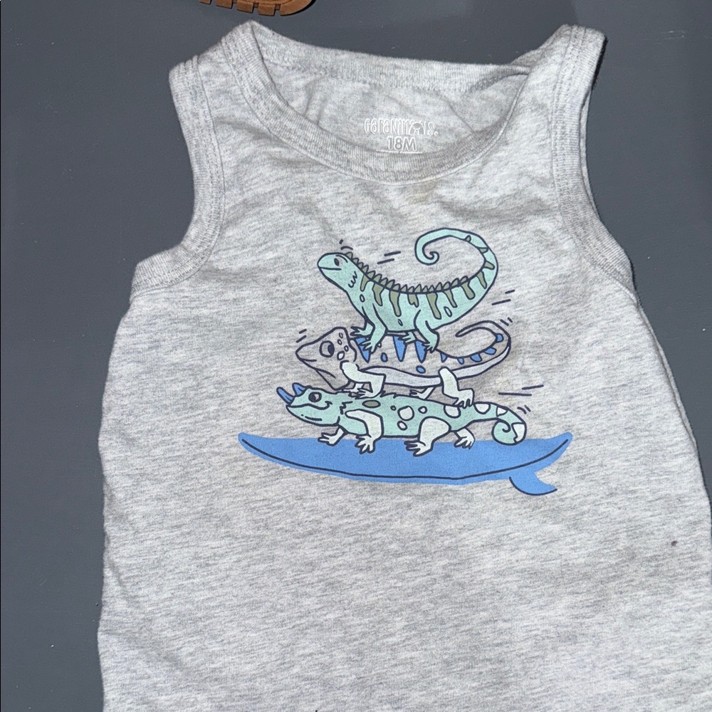 Garanimals Gray Tank Top with Blue Dinosaur Design